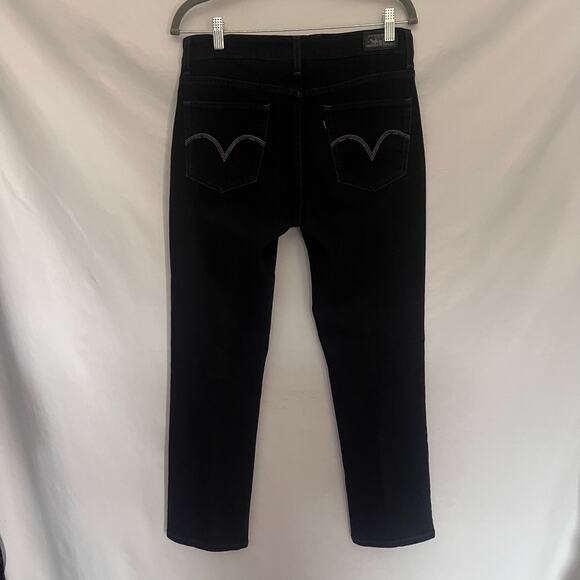 LEVI'S Mid Rise Skinny Jeans Womens 10 S/C Black Grunge Streetwear Embroidered - Picture 5 of 12